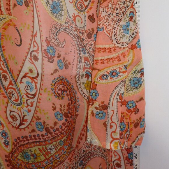 Peachy Paisley Print Sheer 3/4 Sleeve Cover Up Maxi Dress - Picture 6 of 16